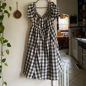 Torrid gingham short sleeve prairie dress plus size 18/20 black and white check